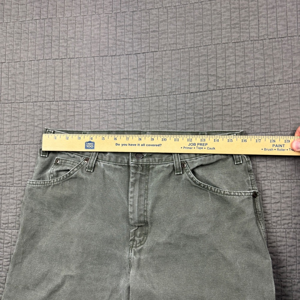 Dickies Mens 33x32 (32x31) Relaxed Fit Carpenter Pants Green Canvas Workwear - Picture 8 of 11